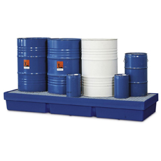 Spill Pallet With Galvanized Grid Blue